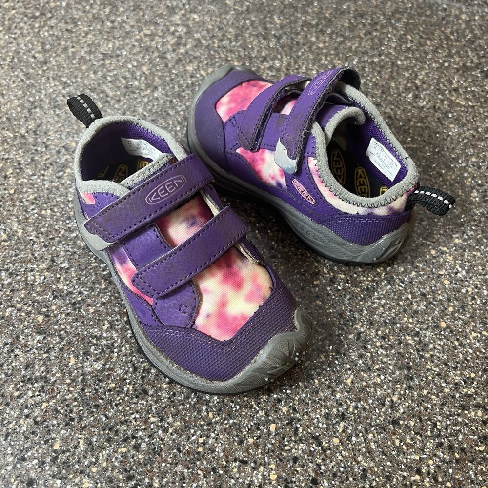 Keen Little Kids Girls Toddler Size 7 Purple/Pink Outdoor Sneakers Snap On Shoes